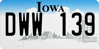 IA license plate DWW139