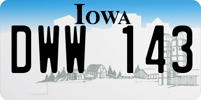 IA license plate DWW143