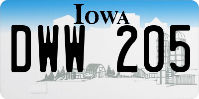 IA license plate DWW205