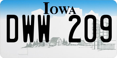 IA license plate DWW209