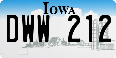 IA license plate DWW212