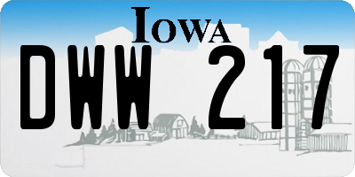 IA license plate DWW217