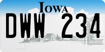 IA license plate DWW234