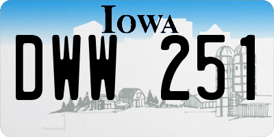 IA license plate DWW251