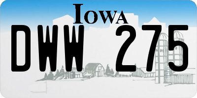 IA license plate DWW275