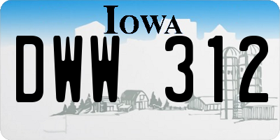 IA license plate DWW312