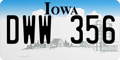 IA license plate DWW356