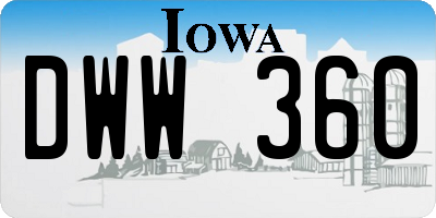 IA license plate DWW360