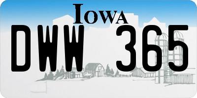 IA license plate DWW365