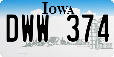 IA license plate DWW374