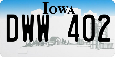 IA license plate DWW402