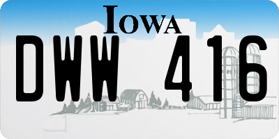 IA license plate DWW416