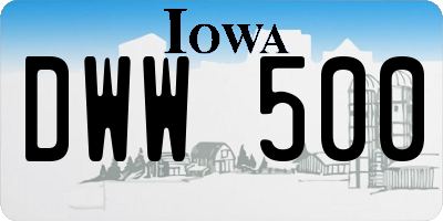 IA license plate DWW500