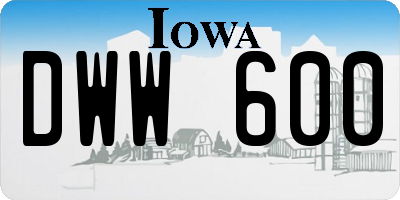 IA license plate DWW600