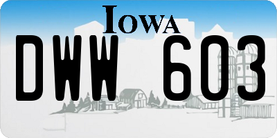 IA license plate DWW603