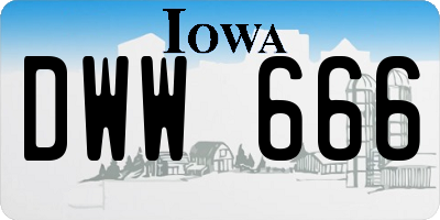 IA license plate DWW666