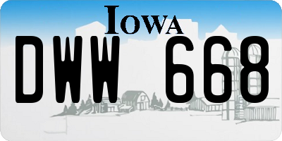 IA license plate DWW668