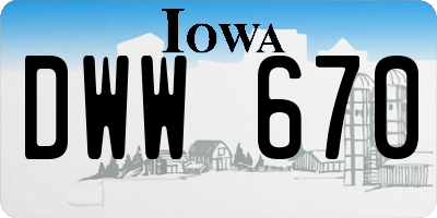 IA license plate DWW670