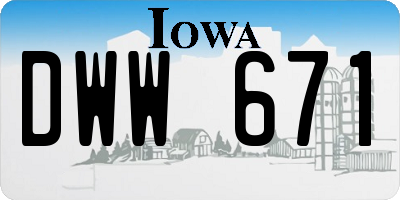 IA license plate DWW671