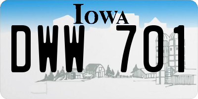 IA license plate DWW701