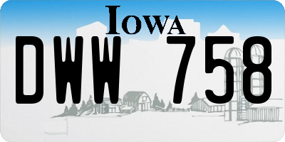 IA license plate DWW758