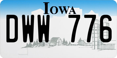 IA license plate DWW776