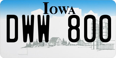IA license plate DWW800