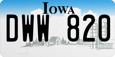 IA license plate DWW820