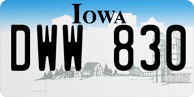 IA license plate DWW830