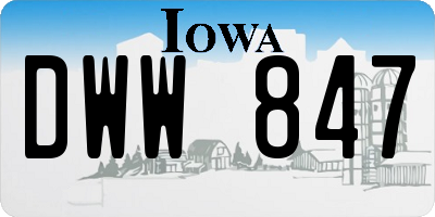 IA license plate DWW847