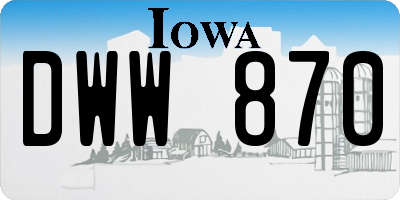 IA license plate DWW870