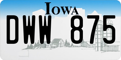 IA license plate DWW875
