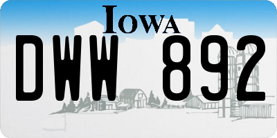 IA license plate DWW892