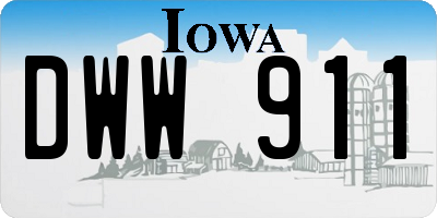 IA license plate DWW911