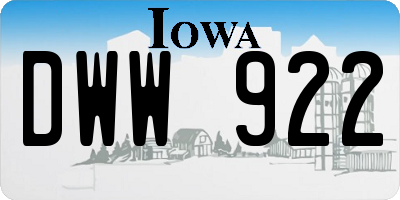 IA license plate DWW922