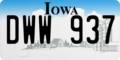 IA license plate DWW937