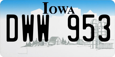 IA license plate DWW953