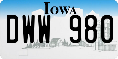 IA license plate DWW980