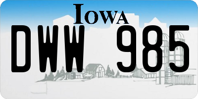 IA license plate DWW985