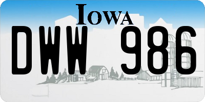 IA license plate DWW986