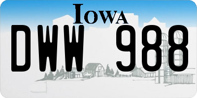IA license plate DWW988