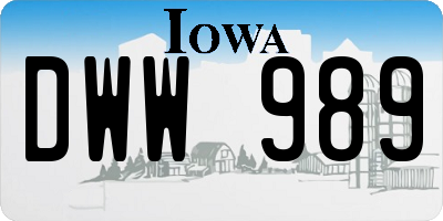 IA license plate DWW989
