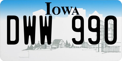 IA license plate DWW990