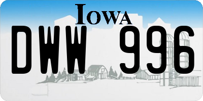 IA license plate DWW996