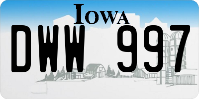 IA license plate DWW997