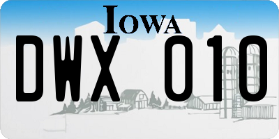 IA license plate DWX010