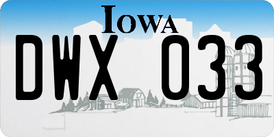 IA license plate DWX033
