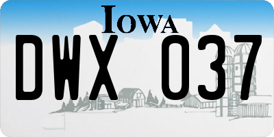 IA license plate DWX037