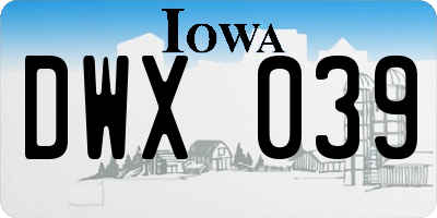 IA license plate DWX039