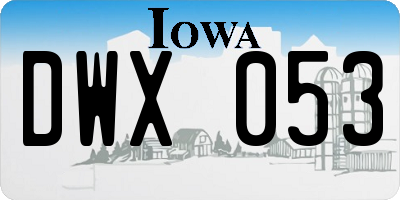 IA license plate DWX053